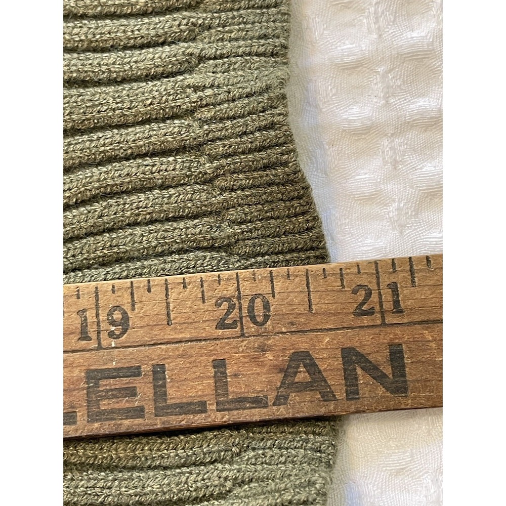 Shop Stevie Sweater Geometric Ribbed Olive Short Puffed Sleeve Feminine L - Picture 9 of 9
